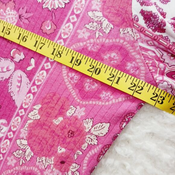 T-Shirt Size L Pink Patchwork Bandana Boho Bloomcore Whimsycore Romantic Resort - Picture 7 of 12